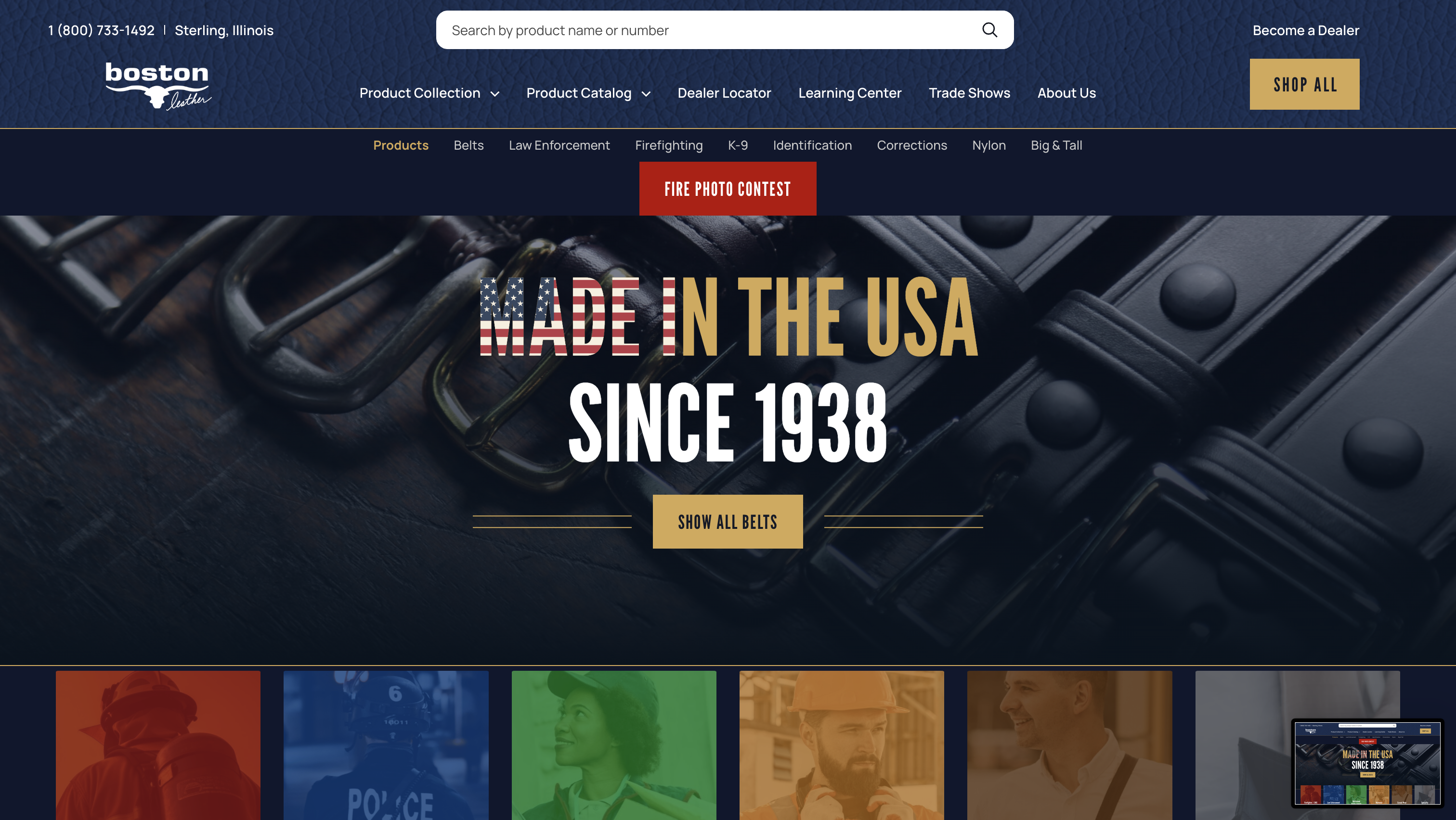 Boston Leather Website Screenshot